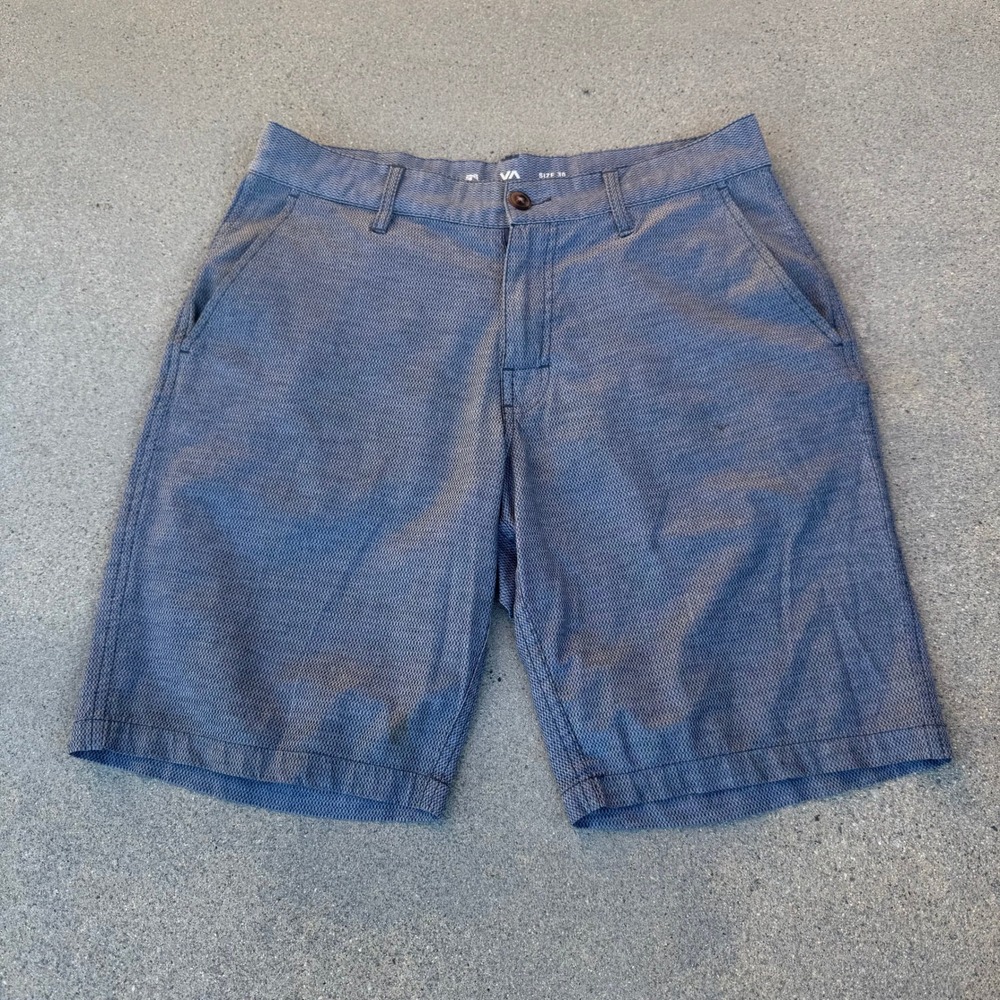 RVCA Dual Purpose Trunk Hybrid Shorts Men 30 Blue Grey Textured Walk Shorts